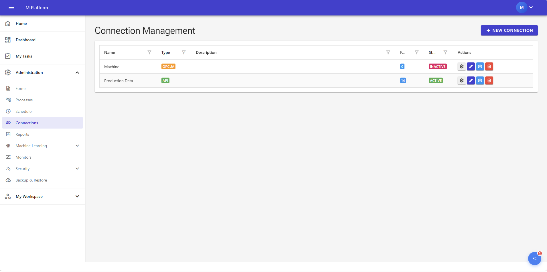 Connections module screenshot