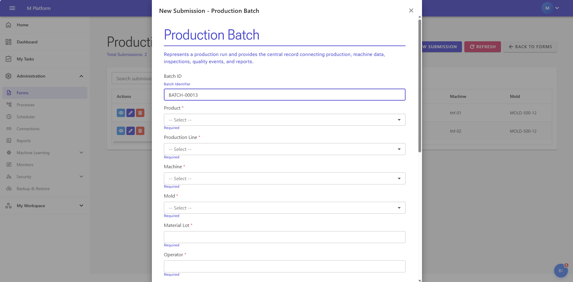 Forms module screenshot