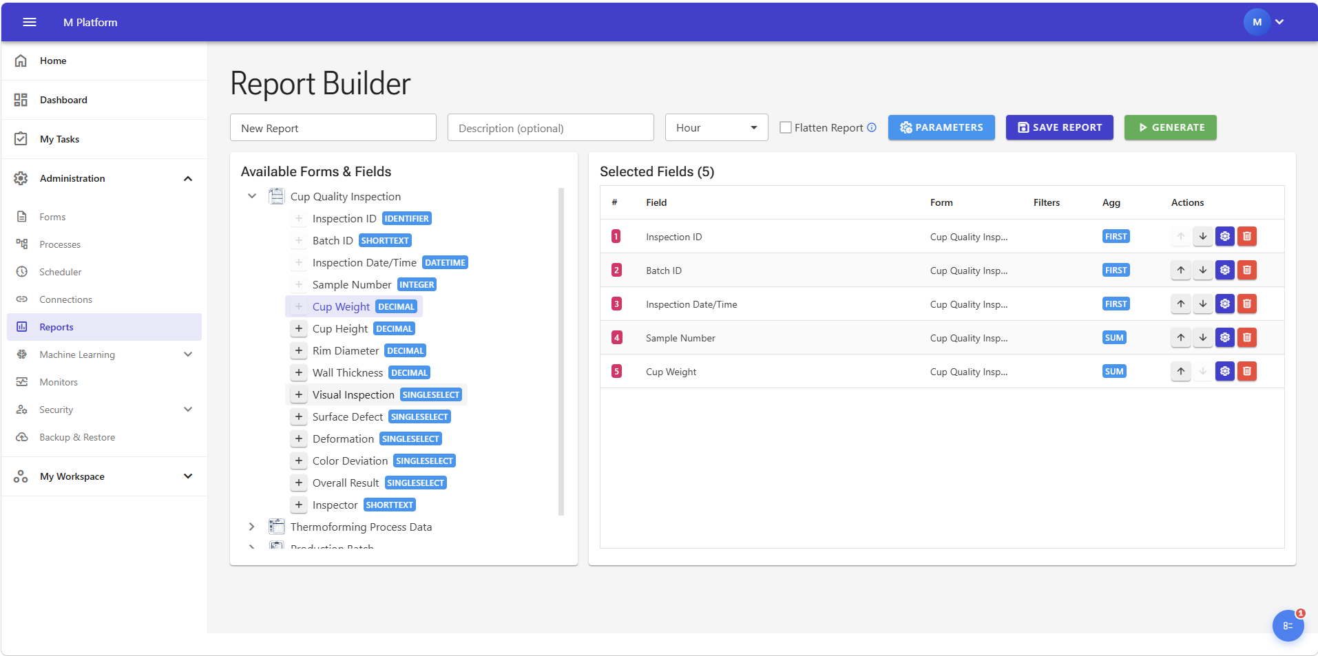 Reports module screenshot